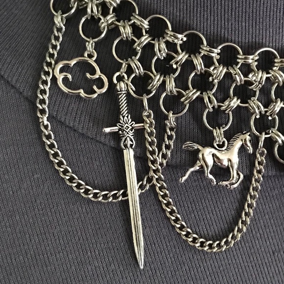 "Ride of the Valkyries #3" Handmade Gothic Warrior Silver Choker Necklace Viking - Picture 4 of 16